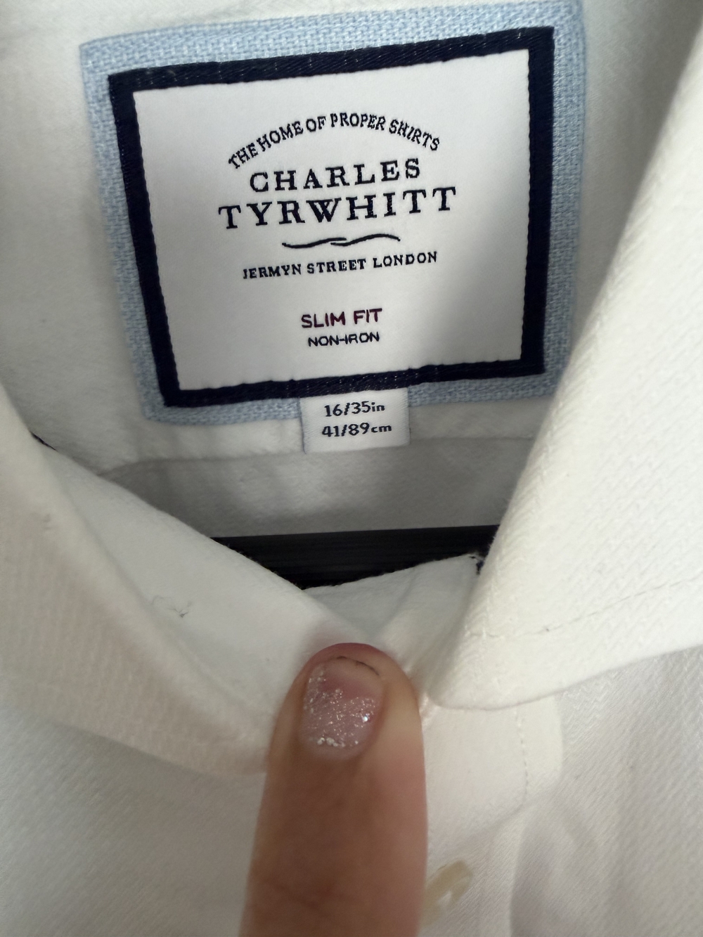 Charles Tyrwhitt Men's White Dress Shirt Slim Fit Non-Iron 16 35 Long Sleeve - Picture 3 of 4